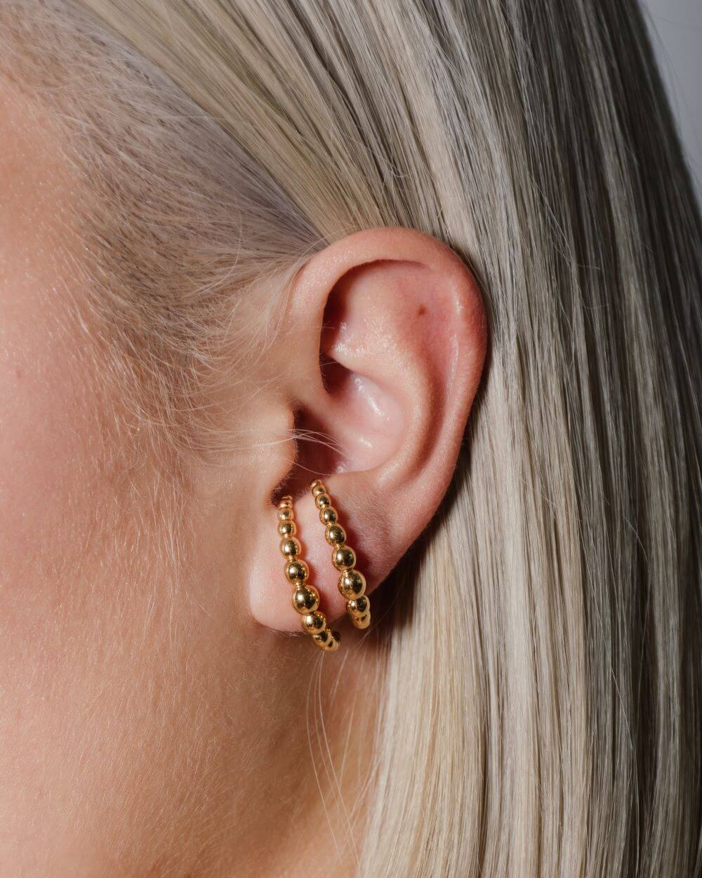 heroyne - sustainable design jewelry, Julia earrings, unique ball earrings, handcrafted in 14 karat gold vermeil
