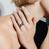 heroyne Inspiration Emotion Ring Joy Emotion Ring Eternity Ring 925 Sterling Silver Black Enamel White Topaz Gemstones