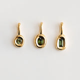 Baguette Grüner Turmalin Droplet Kette