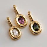 Oval Pinker Turmalin Diamant Droplet Kette