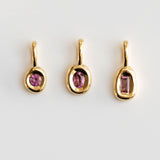 Baguette Pinker Turmalin Diamant Droplet Kette