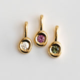 Round Pink Turmalin Diamant Droplet Kette