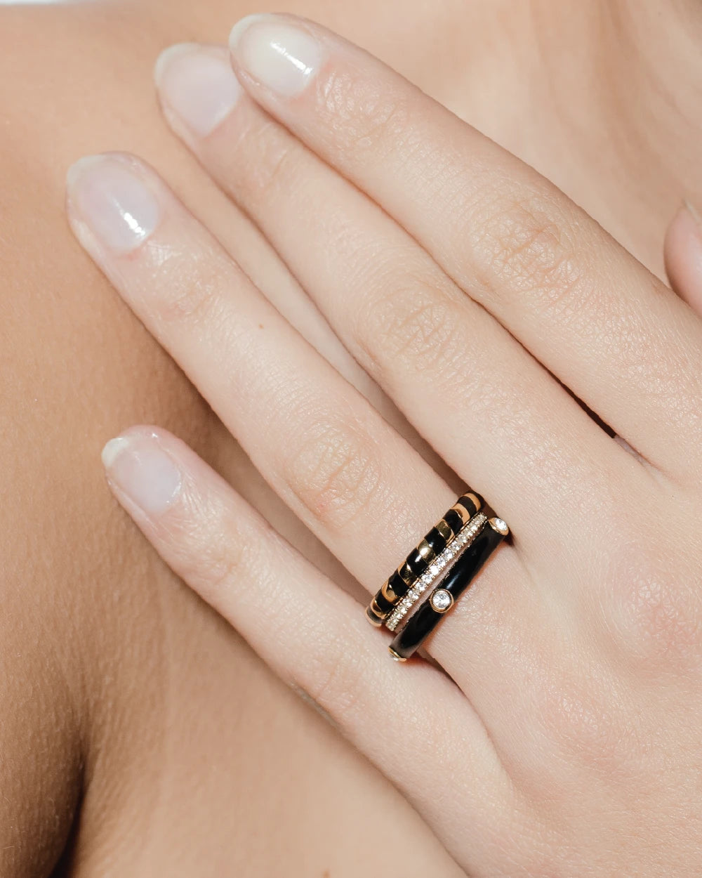 heroyne Black Emotion Set Eternity Ring Solid Gold 14 karat Gold Vermeil 2