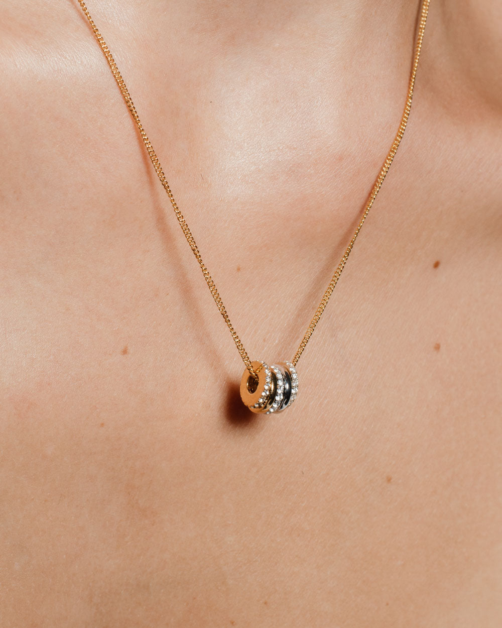 heroyne Charming Charms Necklace Topaz Gemstones 18k Gold Vermeil 925 Sterling Silver 8