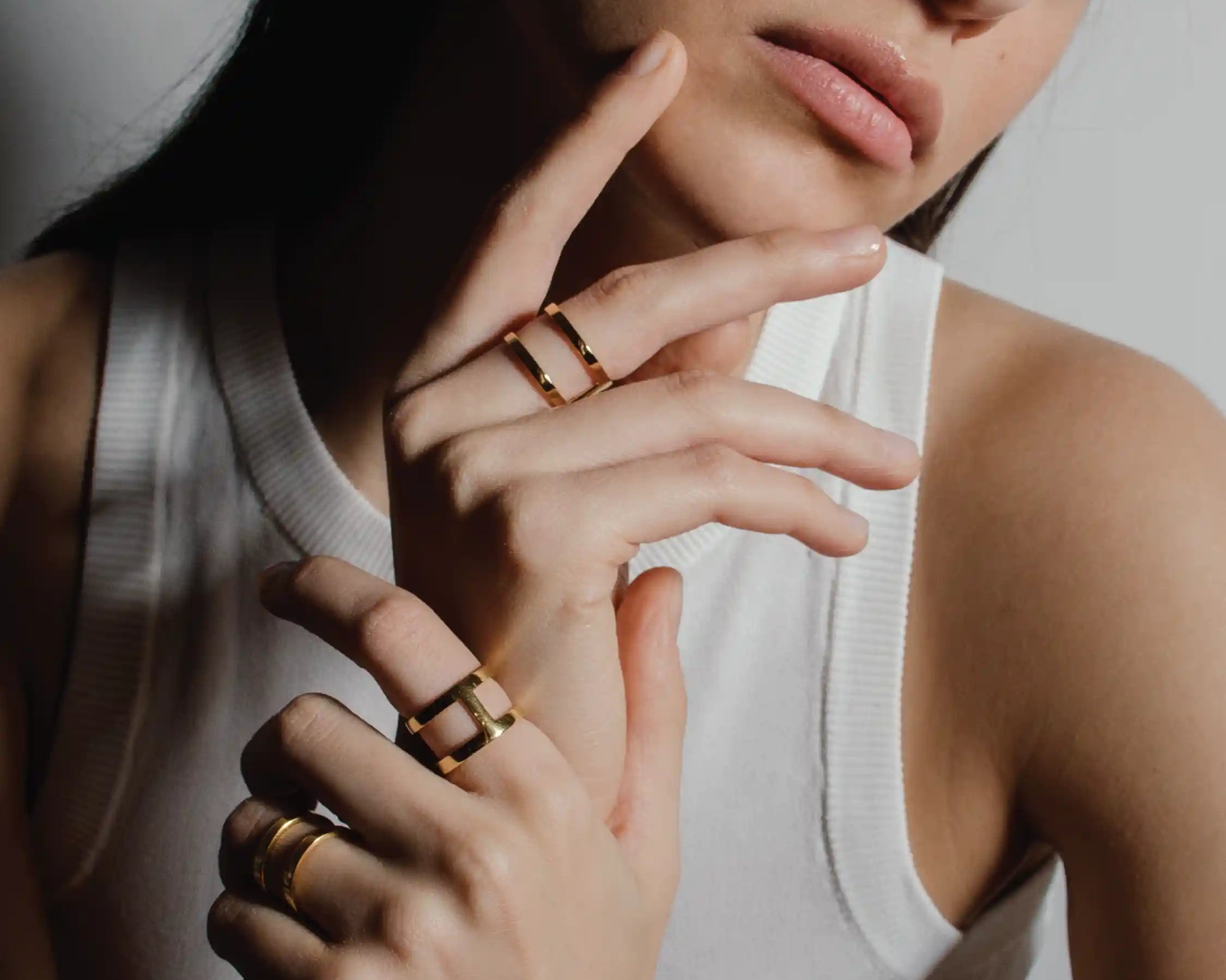 heroyne - Connected Ring - 14k Gold Vermeil - Size 54 - Statement Ring - minimalistic - double Ring - gold ring