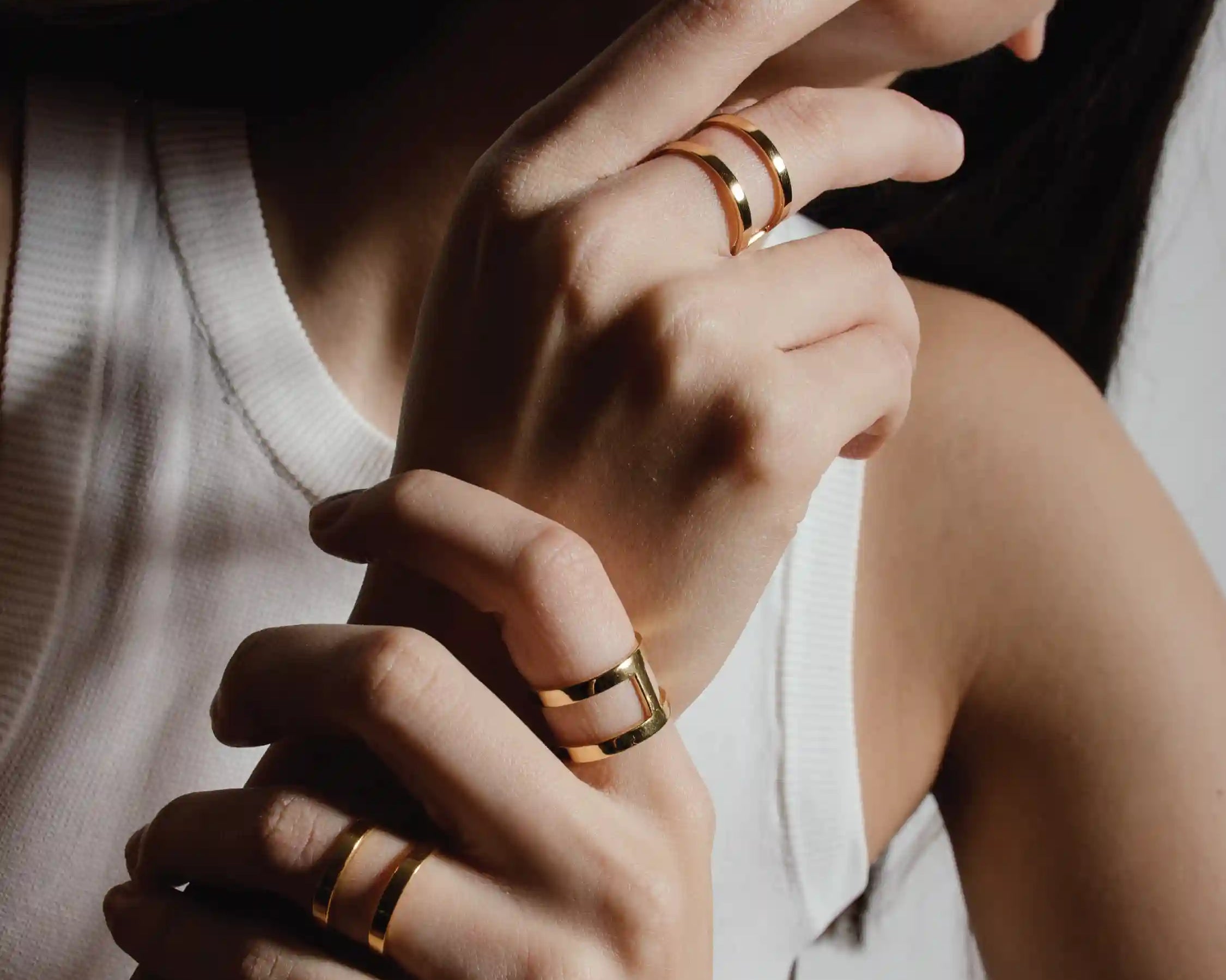 heroyne - Connected Ring - 14k Gold Vermeil - Size 56 - sustainable Gold jewelry - double ring - jewelry for sister
