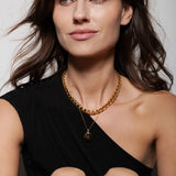 heroyne Curb Collier 18k Gold plated Initial Disc Necklace 1