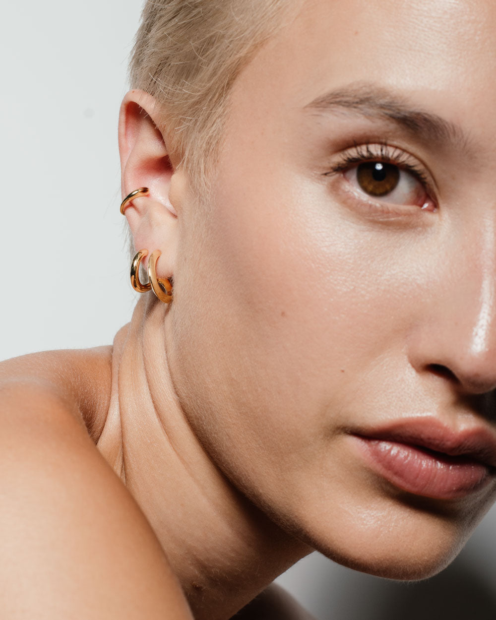 heroyne Double Illusion Earrings Dome Earcuff 18 karat Gold Vermeil 2