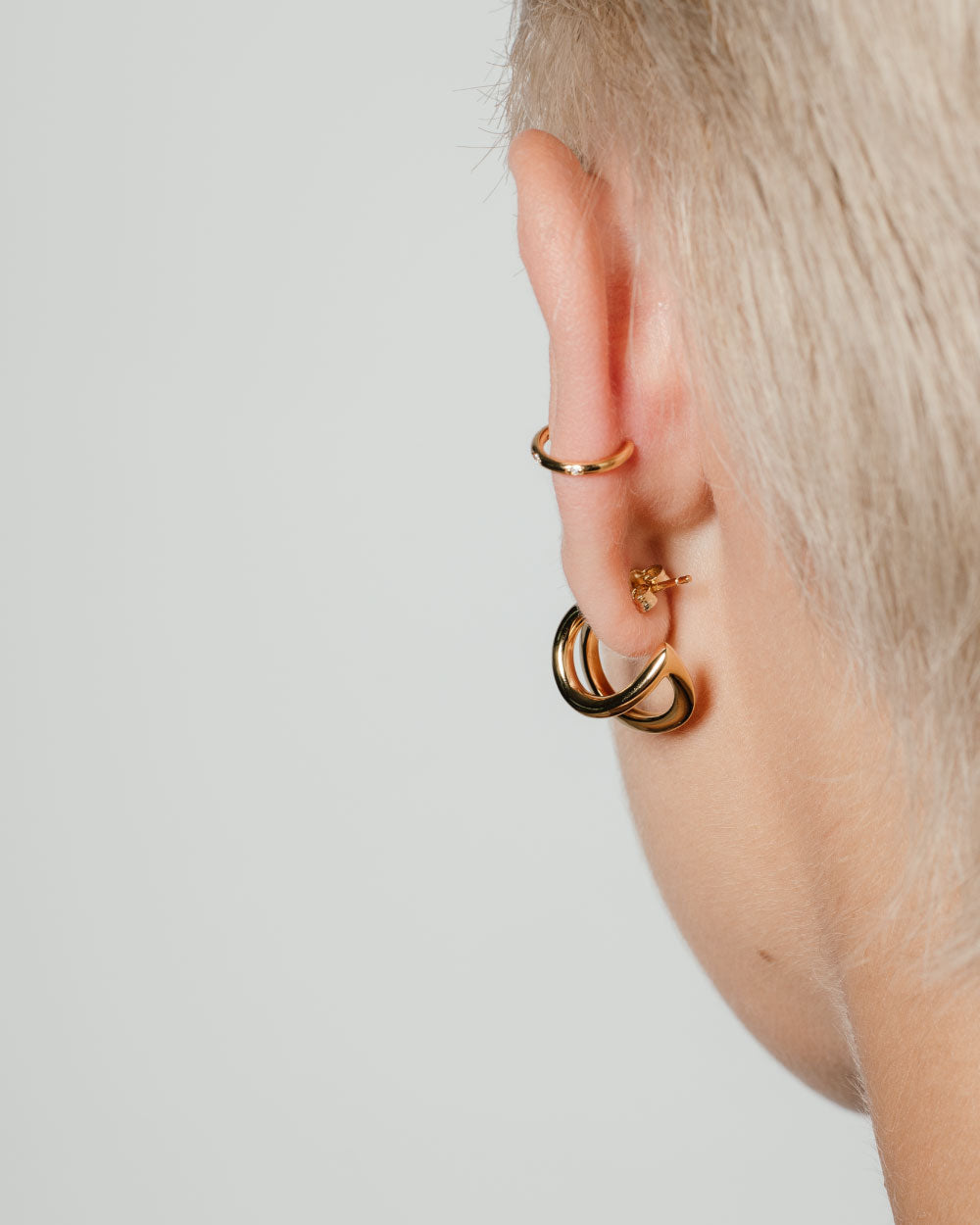heroyne Double Illusion Earrings Dome Earcuff 18 karat Gold Vermeil 7