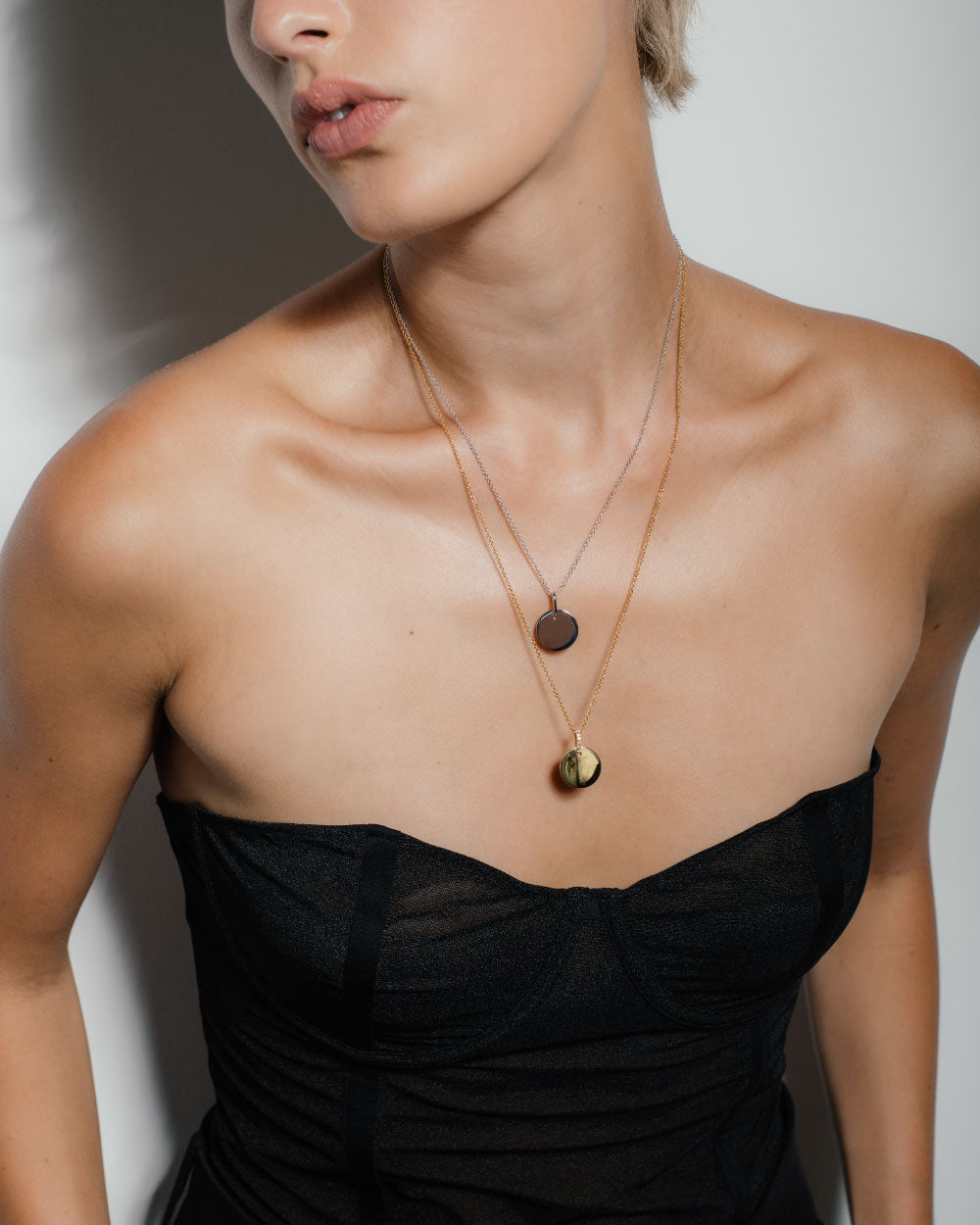 heroyne Engravable Topaz Disc Necklace 18k Gold Vermeil Customizable Disc Pendant 925 Sterling Silver