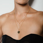 heroyne Engravable Topaz Disc Pendant Eternity Necklace 18k Gold Vermeil