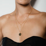 heroyne Engravable Topaz Disc Pendant Eternity Necklace 18k Gold Vermeil