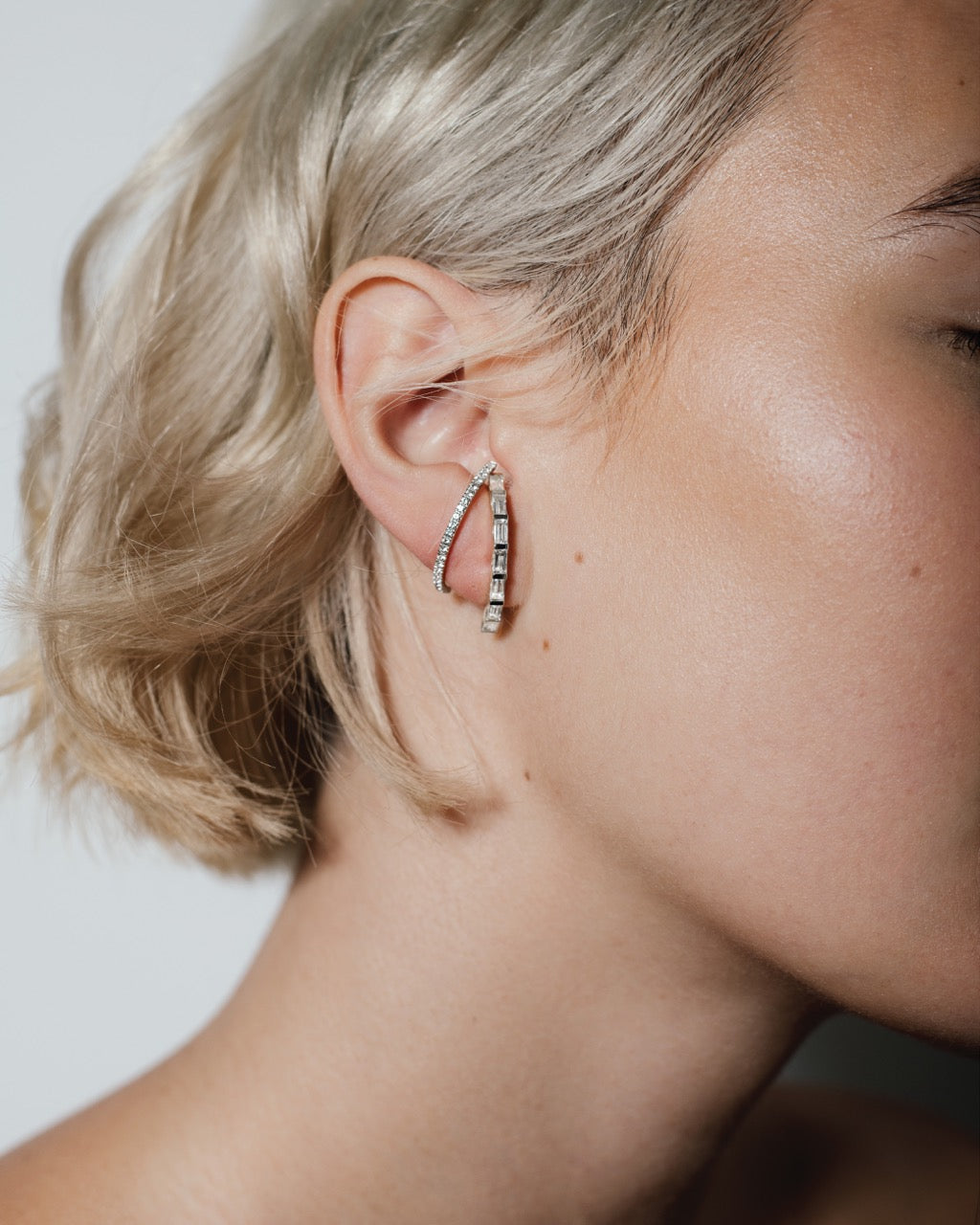 heroyne Eternity Earring Eternity Baguette Earring 925 Sterling Silver White Topaz Gemstones