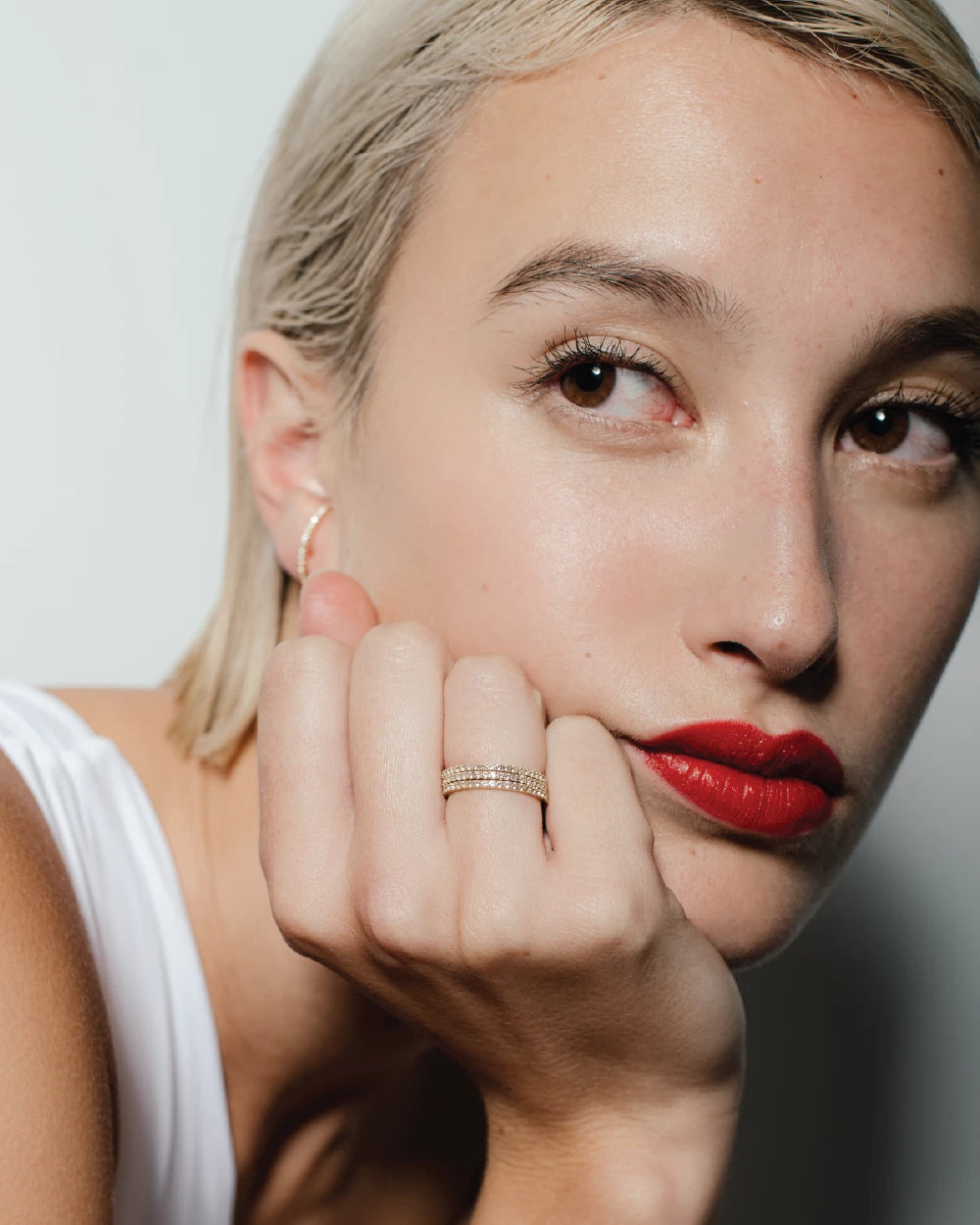 heroyne Eternity Earrings Ring 9 karat Solid Gold White Topaz Gemstones 3