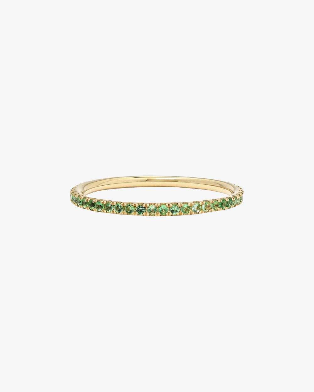 heroyne Eternity Ring 9k Solid Gold Green Emeralds 