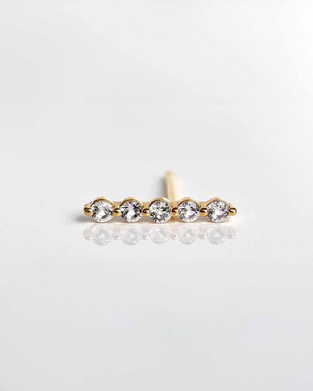 heroyne Gemstone Pave Stud White Topaz 18k Gold Vermeil