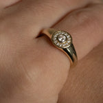 Round Love Diamond Signet Ring - heroyne