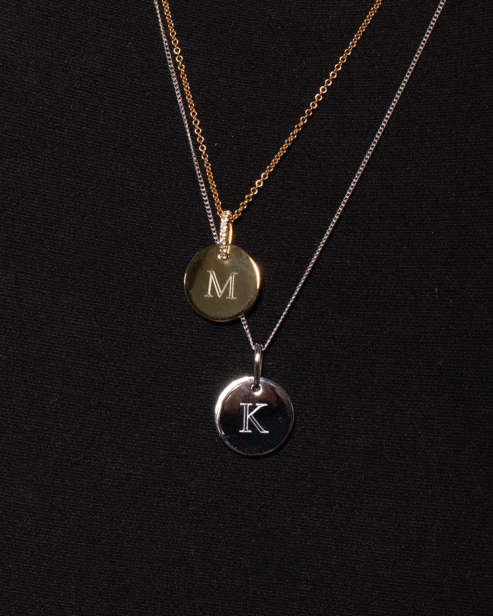 heroyne Initial Disc Necklace 18k Gold 925 Sterling Silver 7