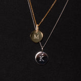 heroyne Initial Disc Necklace 18k Gold 925 Sterling Silver 7
