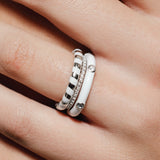 heroyne Inspiration Emotion Ring Joy Emotion Ring Eternity Ring 925 Sterling Silver White Enamel White Topaz Gemstones
