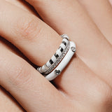 heroyne Inspiration Emotion Ring Joy Emotion Ring Eternity Ring 925 Sterling Silver White Enamel White Topaz Gemstones
