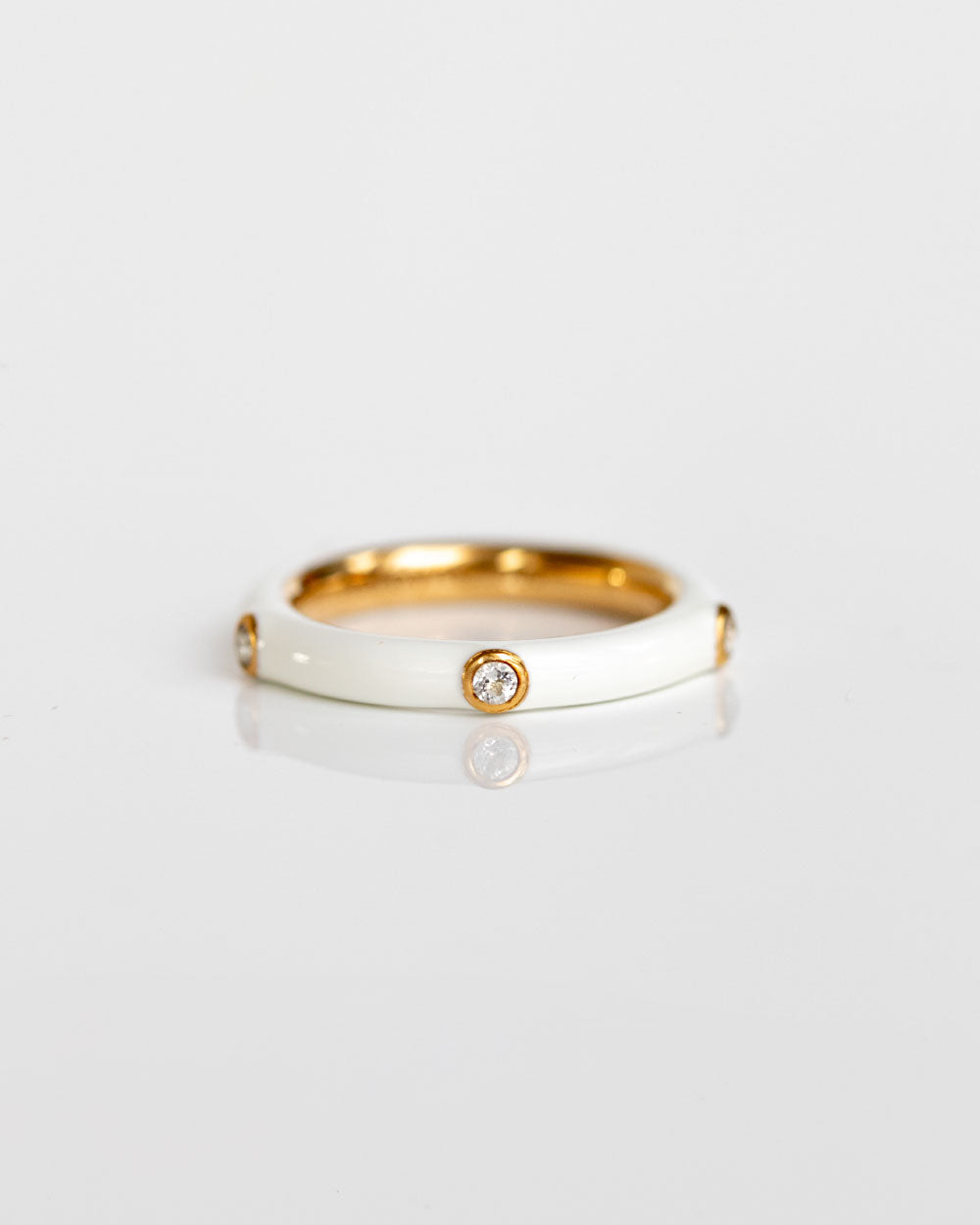 heroyne Joy Emotion Ring 18k Gold Vermeil White Topaz White Enamel