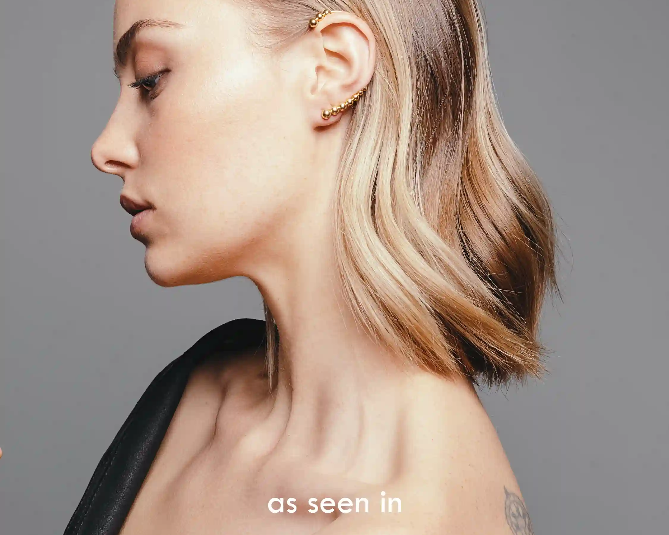 heroyne - Julia earring - 14k Gold Vermeil - left - Sustainable - bold jewelry - gold ear jewelry - Vogue Magazine