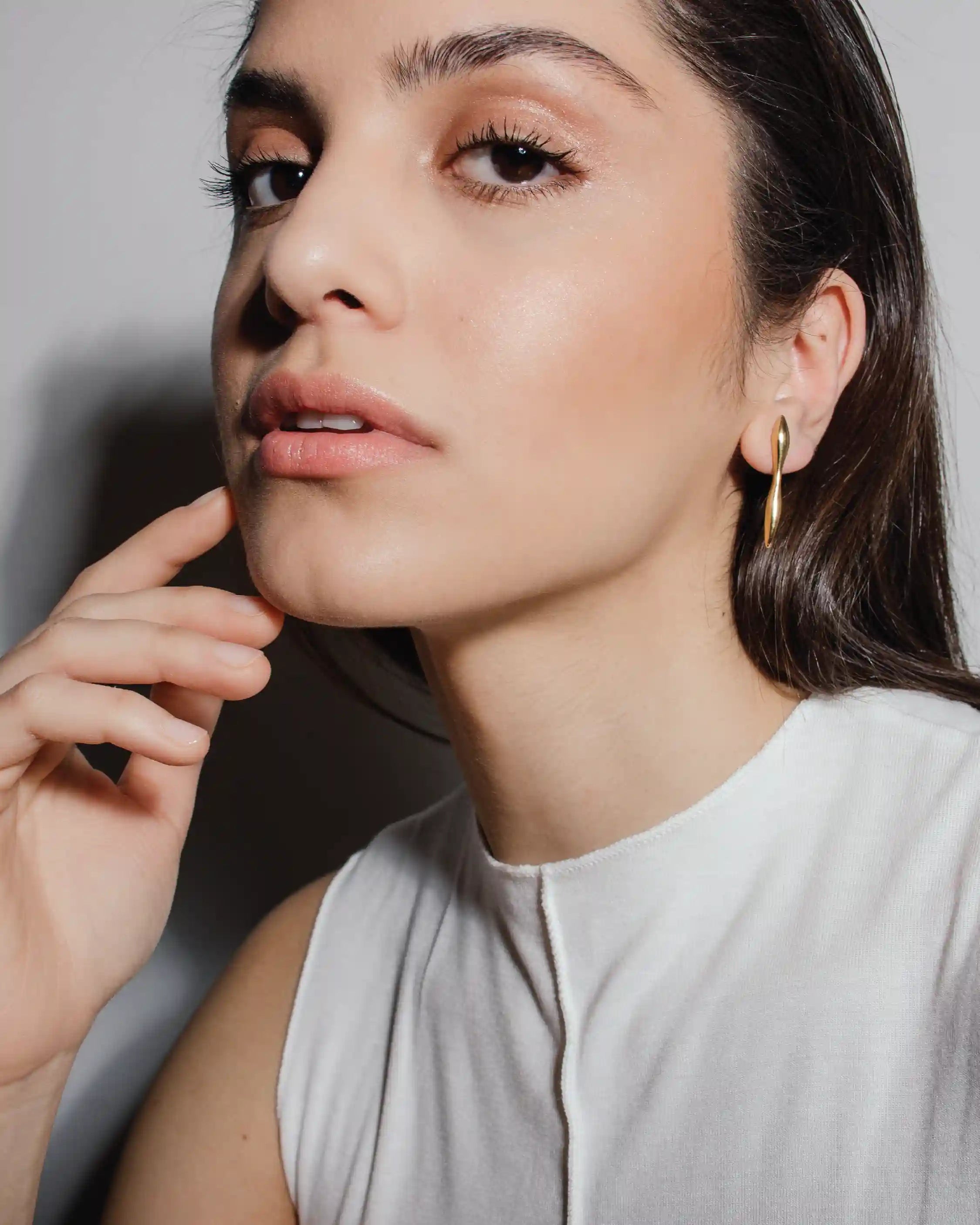 heroyne - Organic Earrings - 14k Gold Vermeil - sustainable ear jewelry - organic - soft Form - Statement earring