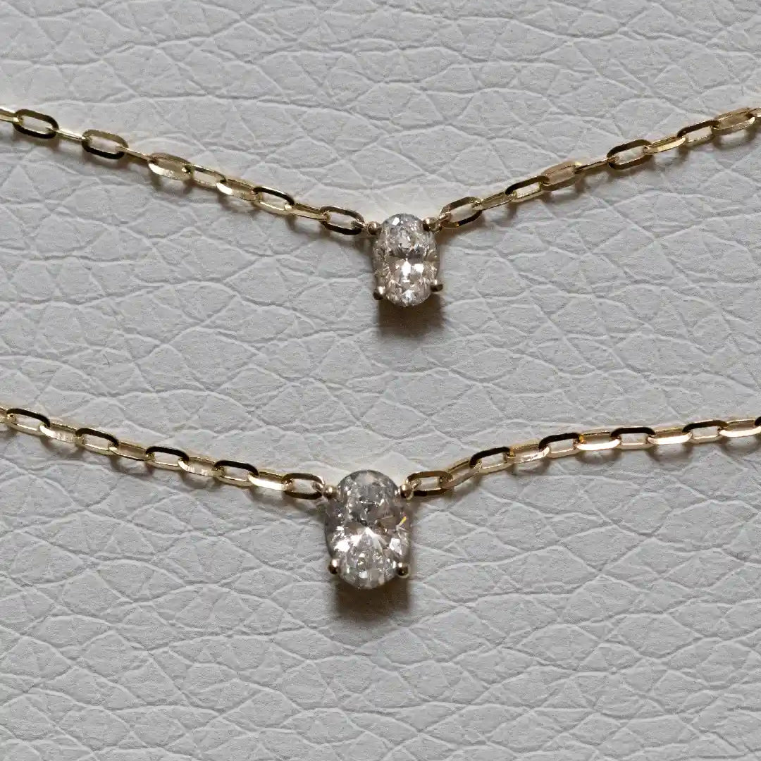 Solitaire Oval Diamond Necklace - heroyne