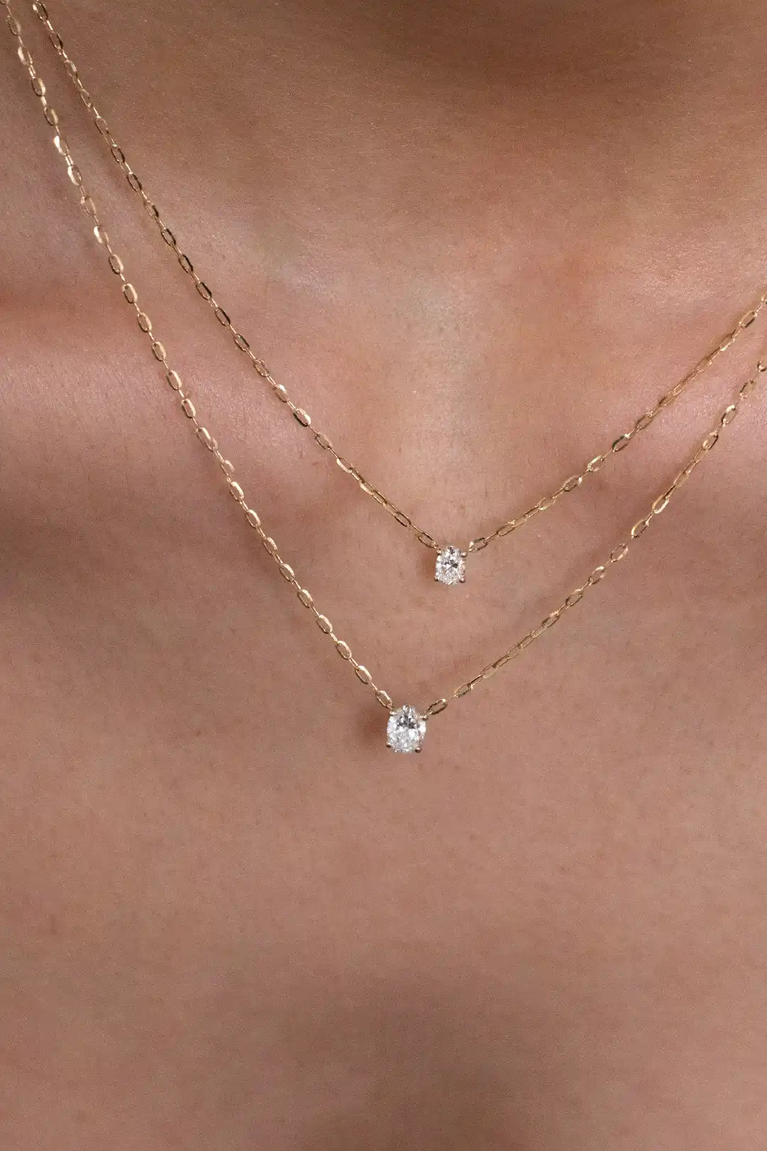 Solitaire Oval Diamond Necklace - heroyne