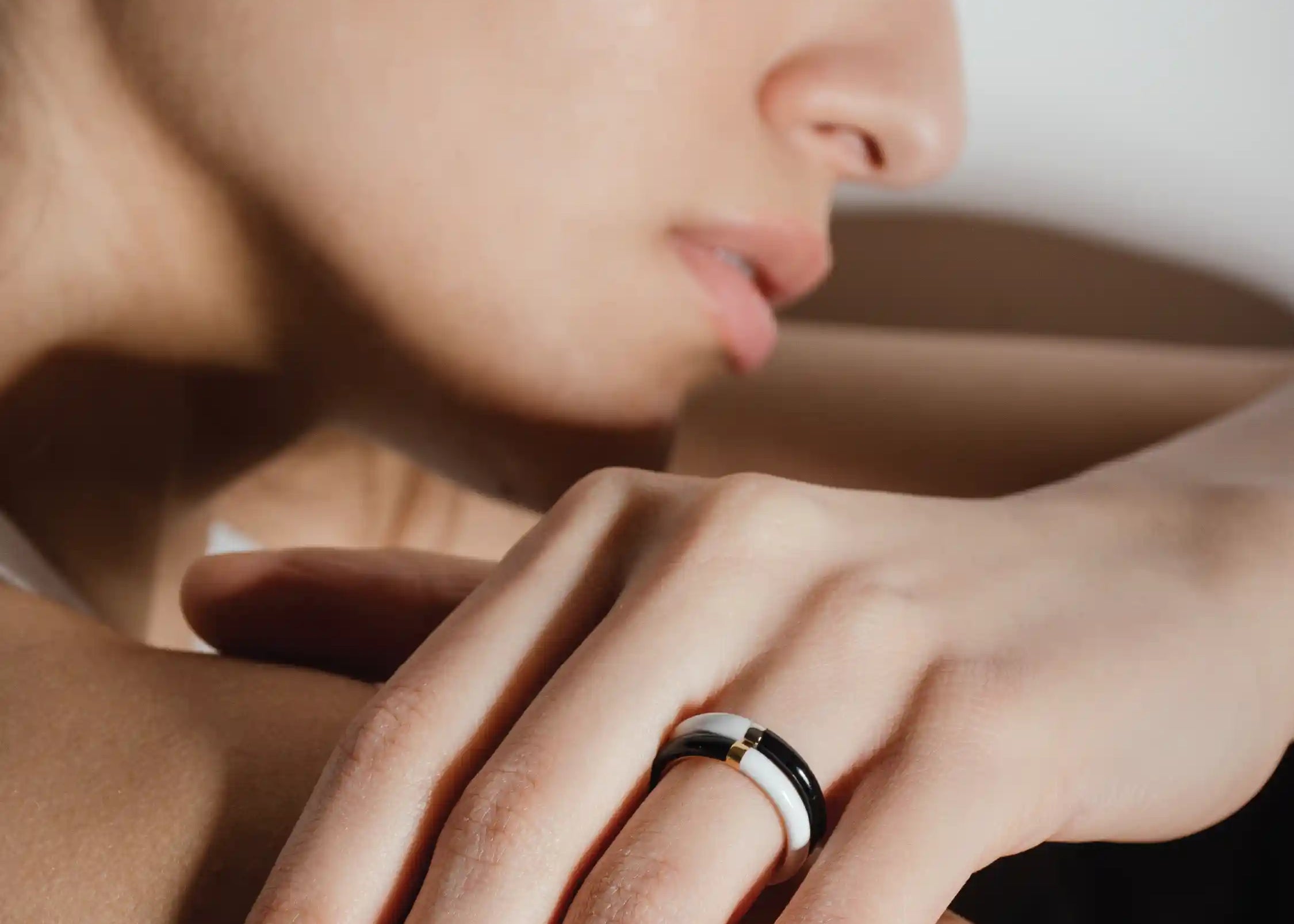 heroyne - This or That Emotion Ring - 925 Sterling Silver - Enamel - Size 52 - Ring in Silver - bicolor - japanese ring