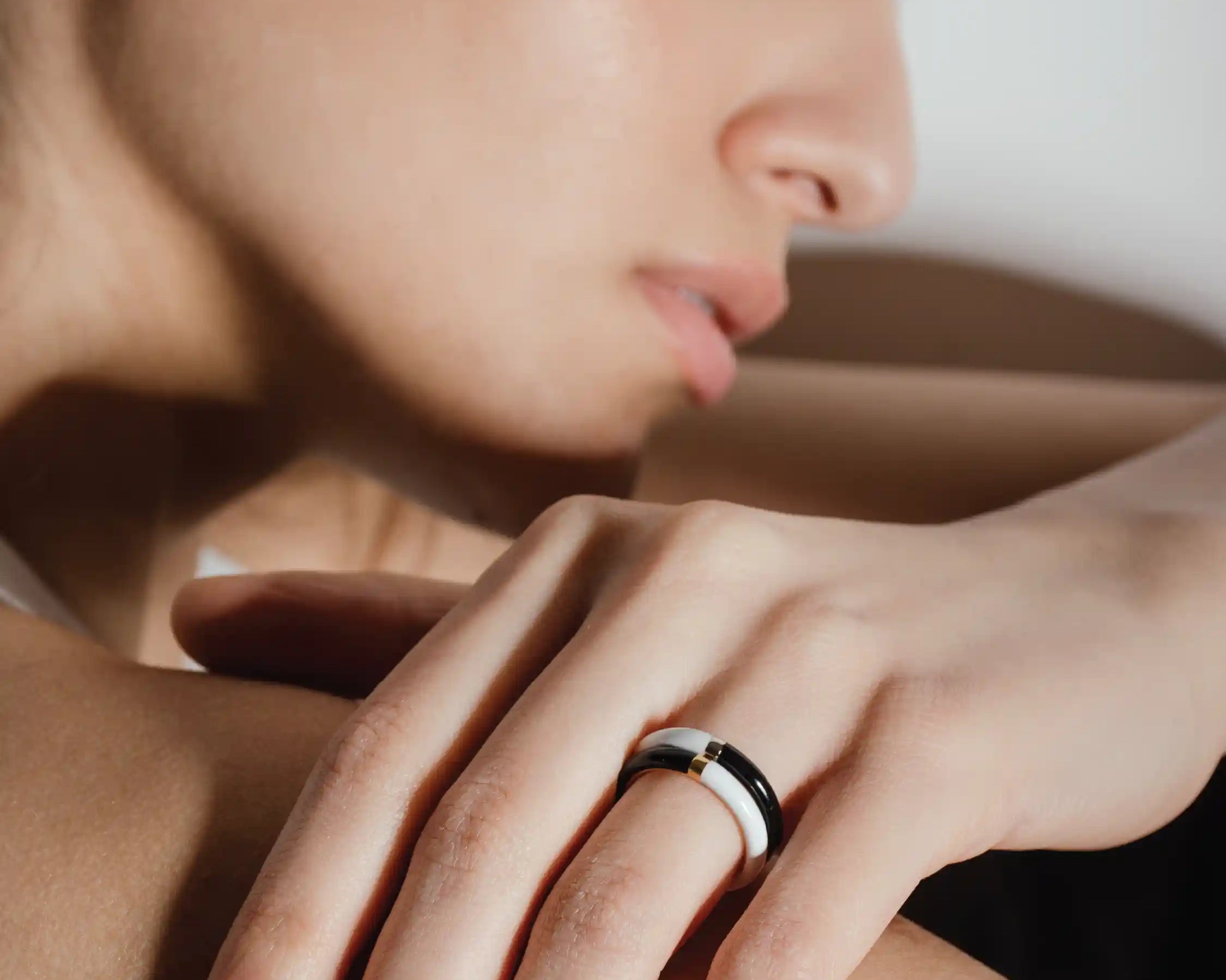 heroyne - This or That Emotion Ring - 925 Sterling Silver - Enamel - Size 52 - Ring in Silver - bicolor - japanese ring
