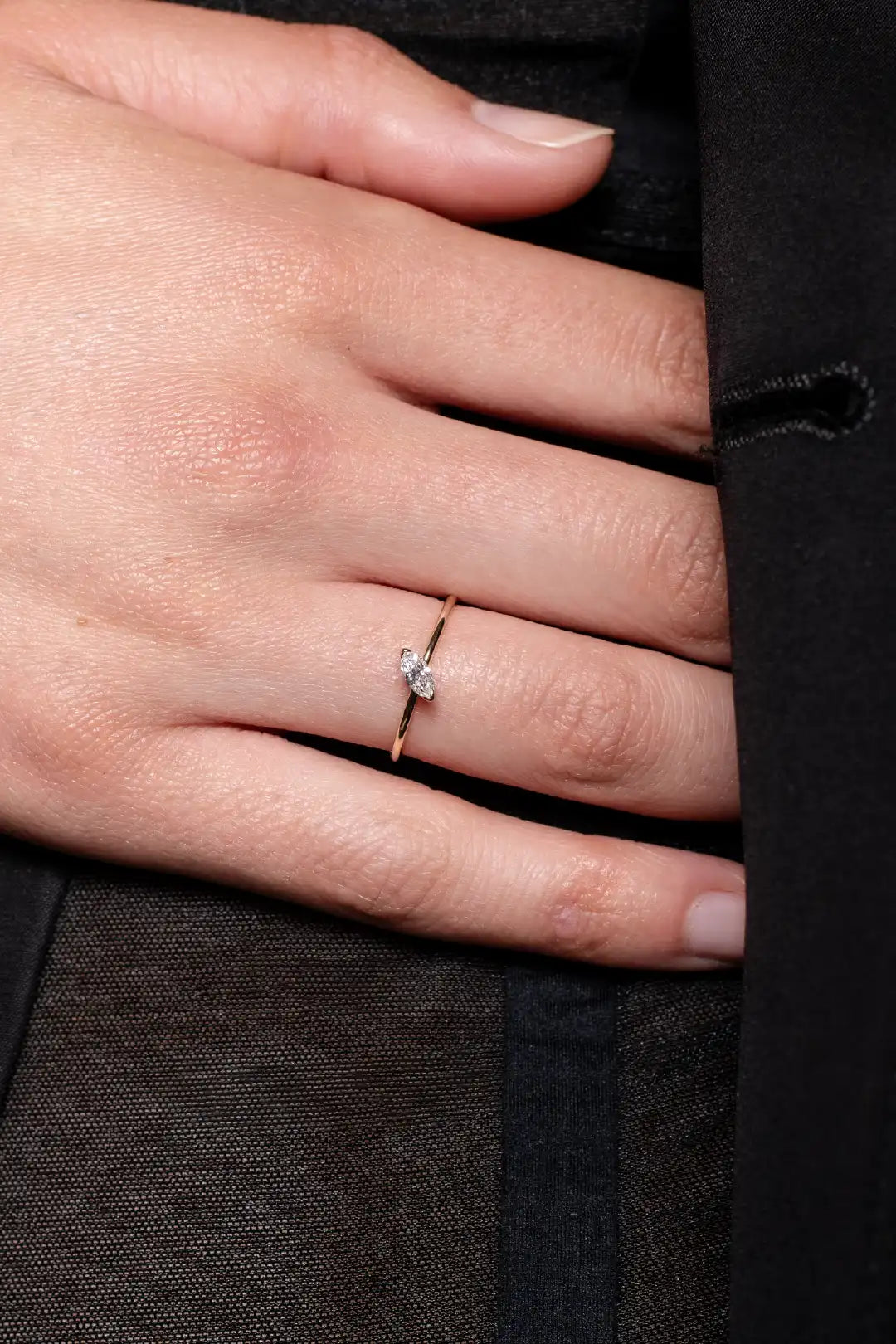 Tilted Marquise Diamond Solitaire Ring - heroyne