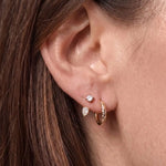 heroyne Stargazing Diamond Hoops worn on the ear with the Pear Diamond Earring Jacket