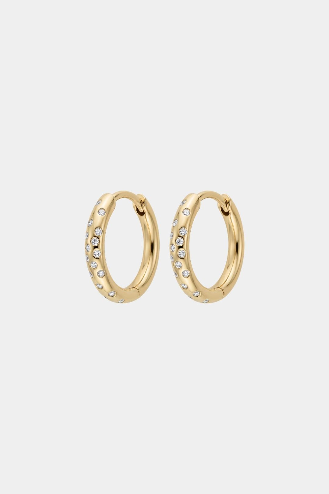 heroyne Stargazing Diamond Hoops in 9k solid gold with 32 lab-grown diamonds scattered like the Milky Way
