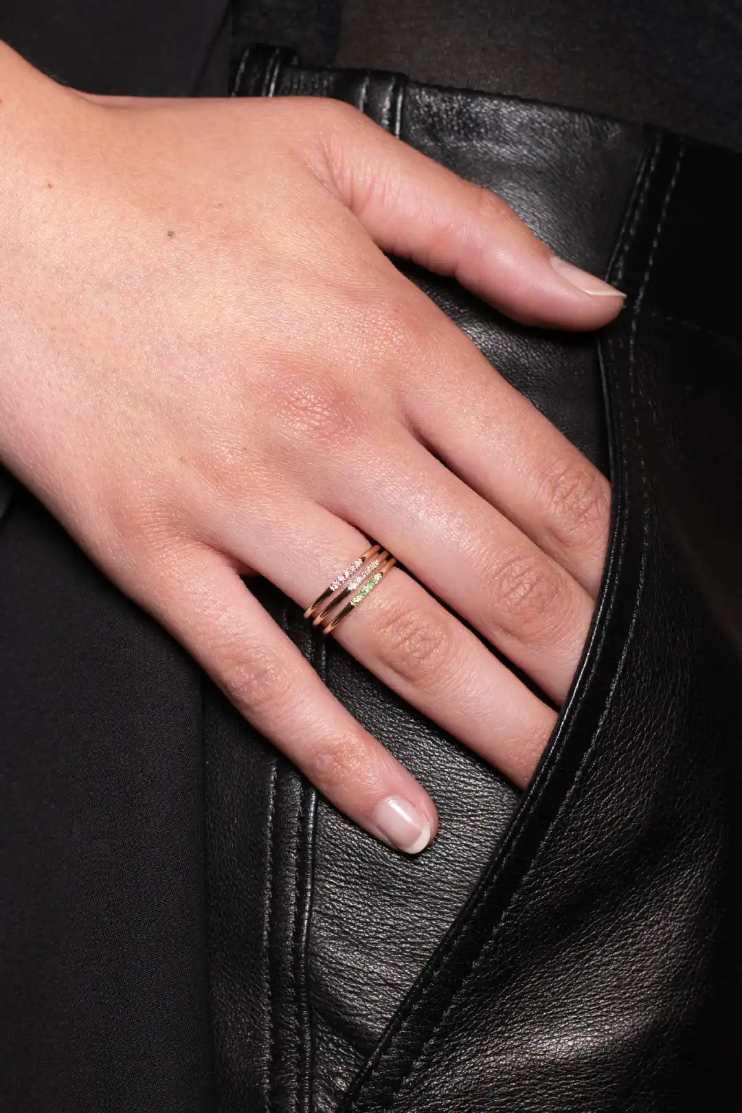 Grüner Tsavorit Ombré Stacking Ring