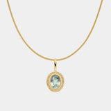 Oval Prasiolite Starlight Diamond Necklace