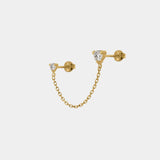 Round Brilliant Diamond Connector Earrings - heroyne