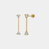 Round Brilliant Diamond Drop Chain Earrings - heroyne