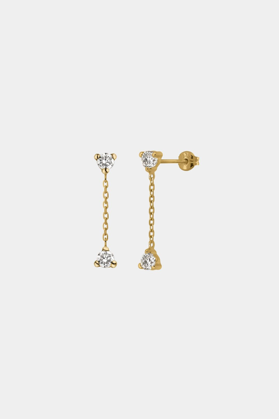 Round Brilliant Diamond Drop Chain Earrings - heroyne