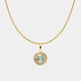 Round Prasiolite Starlight Diamond Necklace