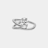Curved Illusion Solitaire Oval Diamond Ring 1.0 ct