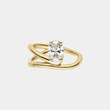 Curved Illusion Solitaire Oval Diamond Ring 1.0 ct