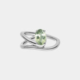 Curved Illusion Solitaire Oval Prasiolite Ring