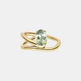 Curved Illusion Solitaire Oval Prasiolite Ring