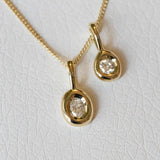Oval Diamond Droplet Necklace