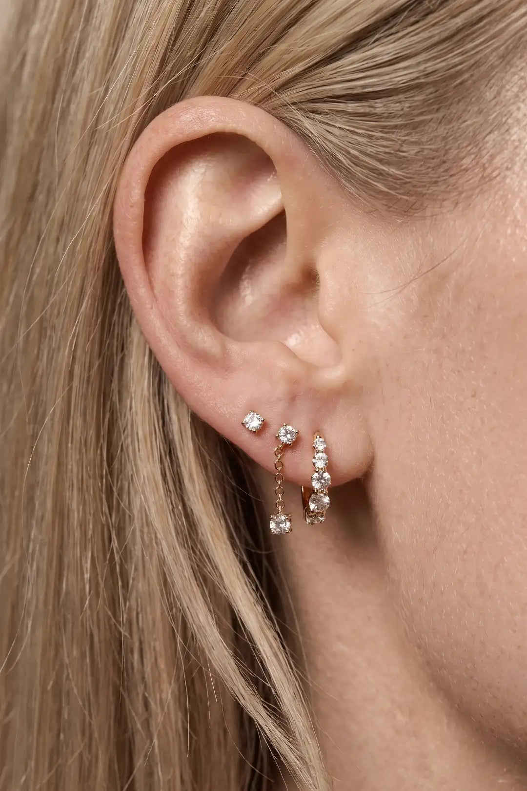 Round Brilliant Diamant Drop Chain Ohrring