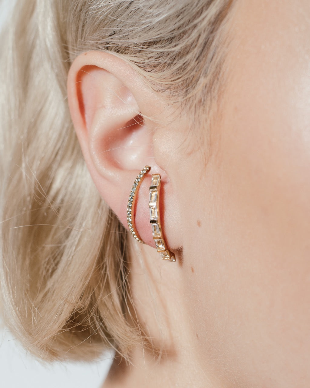 heroyne Eternity Baguette Earrings Eternity Earrings 18 karat Gold Vermeil White Topaz Gemstones 5