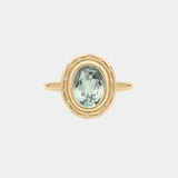 Oval Prasiolite Starlight Diamond Ring