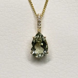 Pear Prasiolite Diamond Pendant